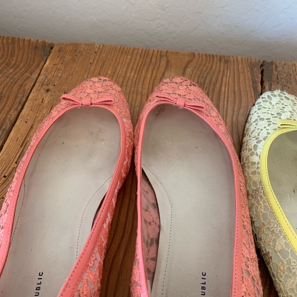 2 Pairs Banana Republic Pastel Pink and Yellow Lace Top Ballet Flats - sz 8.5 - Picture 14 of 14